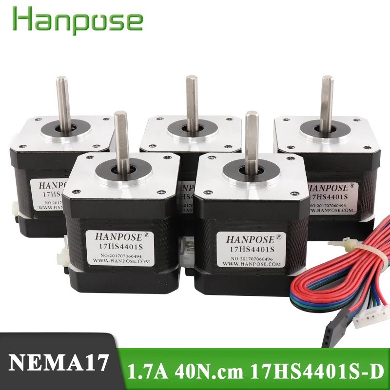 

Шаговый электродвигатель Nema17, 4-проводной 42 motor Nema 17 42bygh 1,7a (17HS4401S) для 3D-принтера, с линией DuPont, 5 шт.