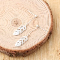 2021 korean new style simple feather tassels drop earring fashion women silver color personality earring for women party jewelry