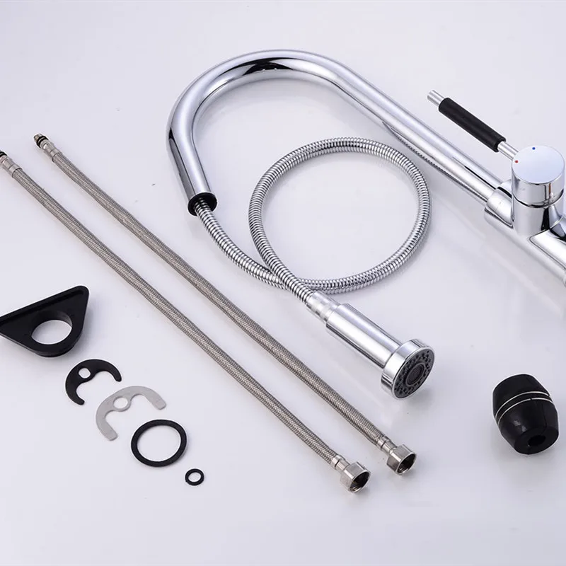 

European Kitchen Faucet Flume Pumping Faucet Rotating Faucet LED Kitchen Cold and Hot Water Faucet