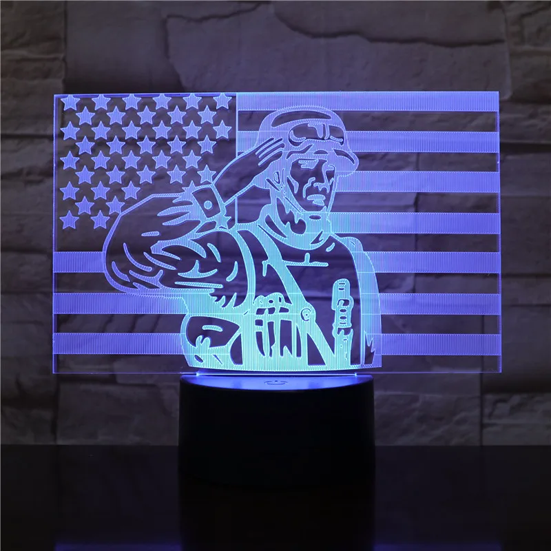 

3D-2490 Army Soldier 3D Optical illusion Light Touch Sensor Baby Kids Nightlight for Office Room Colors Decorative Lamp 3D Gift
