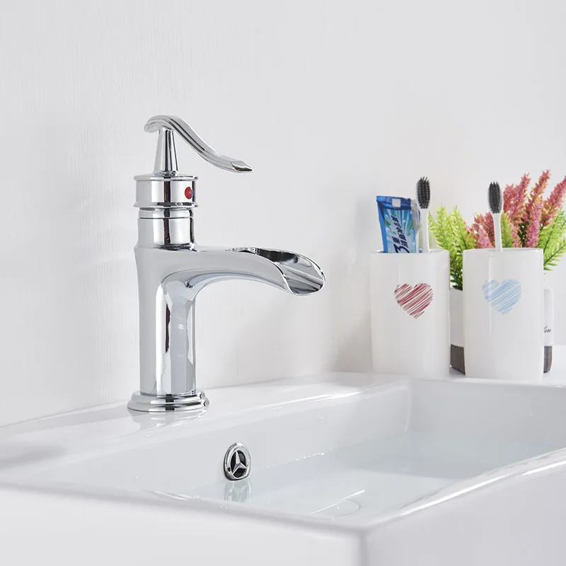 Хромированный смеситель для раковины медный кран горячей и холодной воды