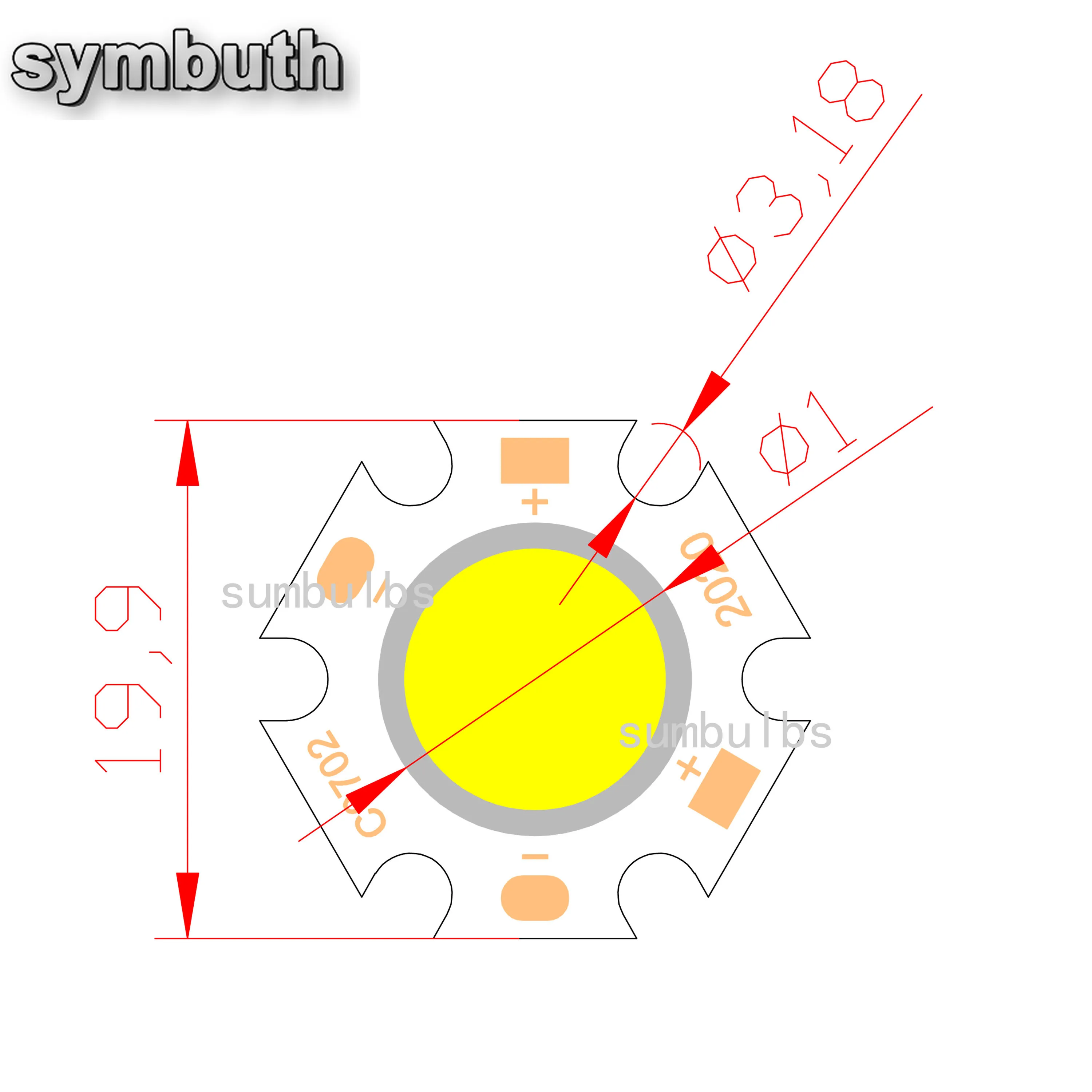 10 шт. диаметр 20 мм 20-0702 7 Вт 21 В постоянного тока круглый светодиодный источник