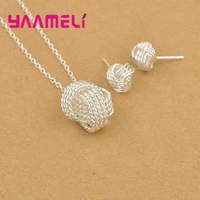 creative 100 authentic 925 sterling silver earrings pendientes ear brioncos necklace collar jewelry sets for woman girl gifts