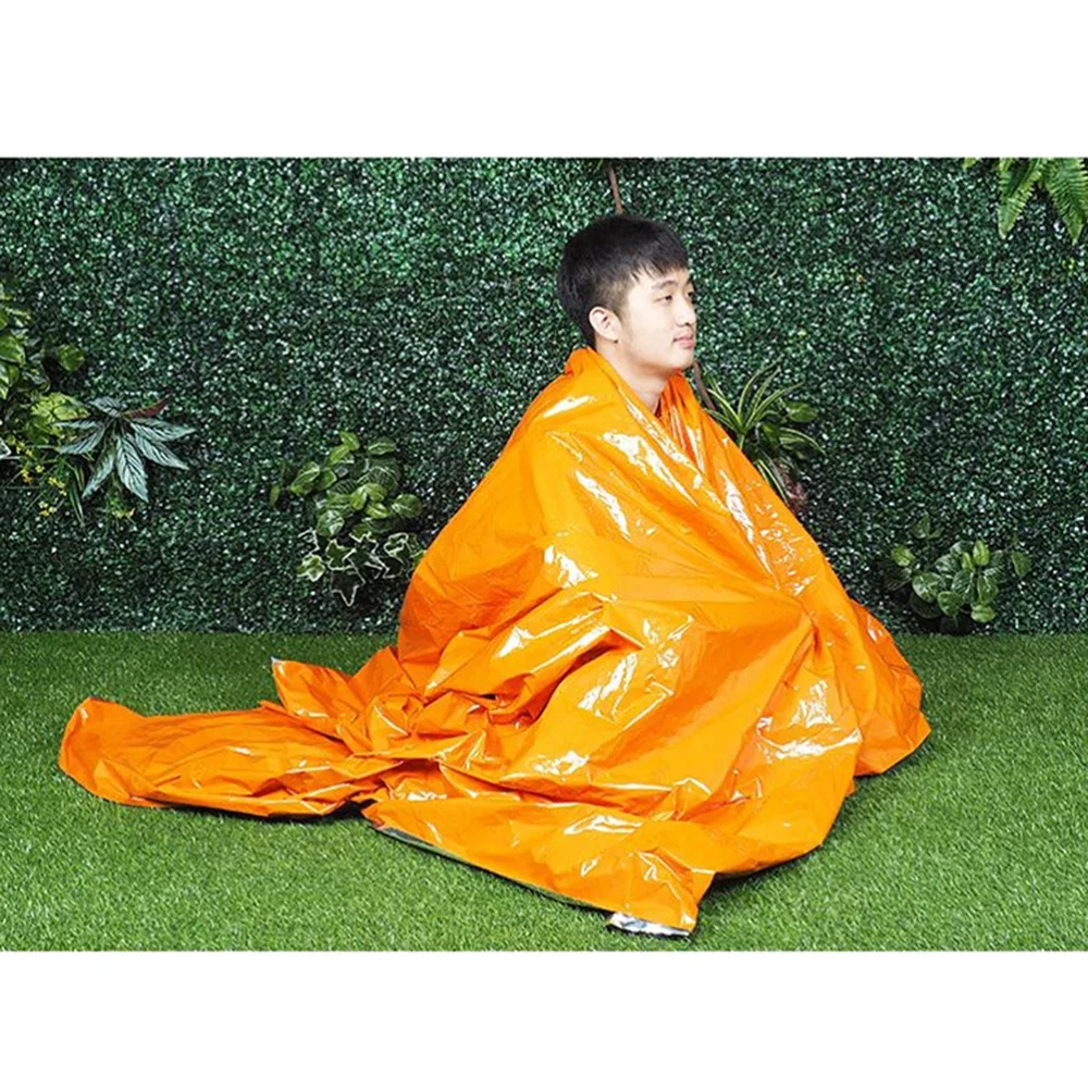 

2PCS Practical PE Emergency Blanket Portable Survival Sleeping Blanket Thermal Blanket for Outdoor Hiking Climbing (Orange)