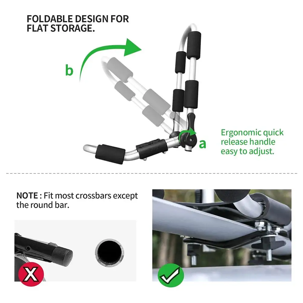 

Heavy Duty Kayak Rack Folding Universal Canoe Boat Roof Top Mount Carrier for Car SUV Kayak Carrier Car Top Kayak Mount Bracket