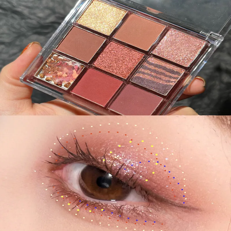 

Nine Colors Eye Shadow Palette Glitter Pearly Matte Acrylic Transparent Eye Shadow Palette Charming Eye Makeup Cosmetics