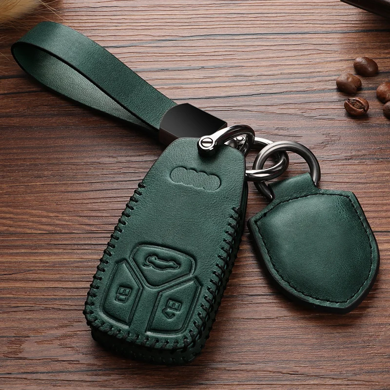 

Genuine Leather car key cover For Audi a4l key cover q5l a6l a3l q2l q3 a8l q7 a7 a5 High-grade car bag buckle shell male