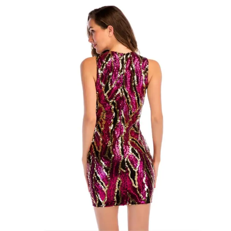

women slim deep V neck bling skirt