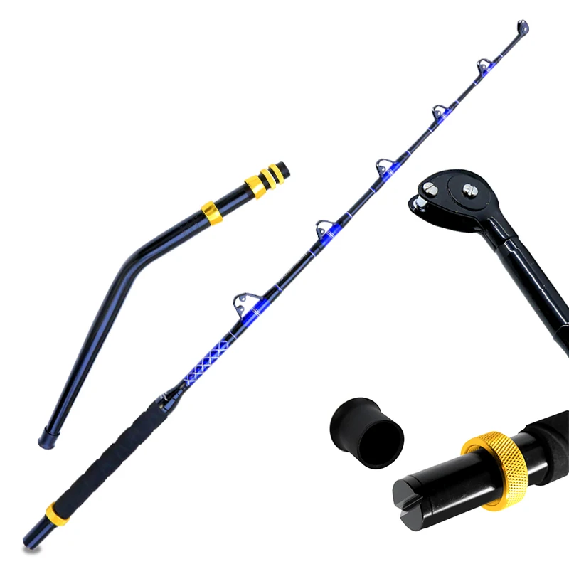 

Sea Fishing Trolling Rod 6' Big Game Rod 30-50lbs 50-80lbs 80-130lbs EVA Bent Handle Tuna Rod 5+1 Guides FRP Material Roller Rod