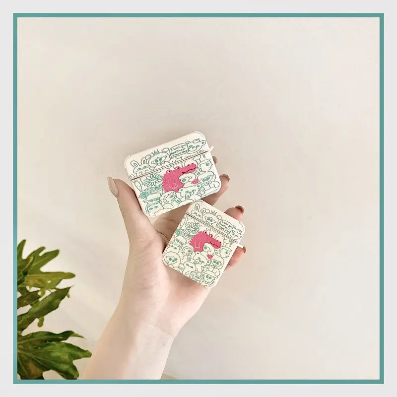 

Pink Crocodile Pattern Case for AirPods 1 2 Wireless Charging Box for Airpods Pro Wireless Bluetooth Headset Cartoon Fashion