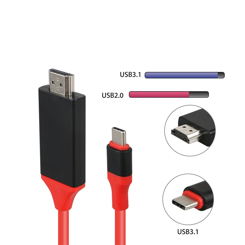 USB 3 1 к HDMI с поддержкой 4K адаптер кабель 2 м Тип C совместимому для MacBook Pro Samsung Galaxy