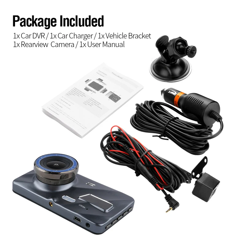 Car Dash Camera 4 Inch IPS Screen Full HD 170 Degree Driver Recorder Safety Guard Dashboard Cam Vehicle | Автомобили и мотоциклы