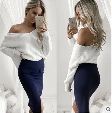 Популярный женский сексуальный свитер на плечах Топ 2019 цветов выбор| |