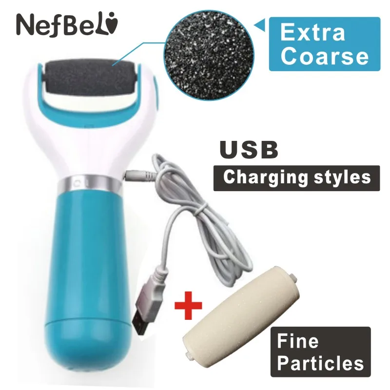 Charging (Blue)1Fine Электрический пилочка для ухода за ногами, средство для удаления омертвевшей кожи, питание от аккумулятора, usb-отшелушивающий инструмент для удаления пятки мозолей, устройство для педикюра - Цвет: Charging (Blue)1Fine