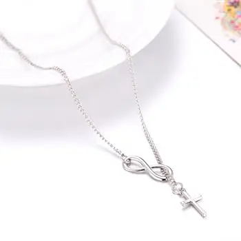 

European and American wind crystal alloy necklace foreign trade hot item pendant BKN036 cross BKN036