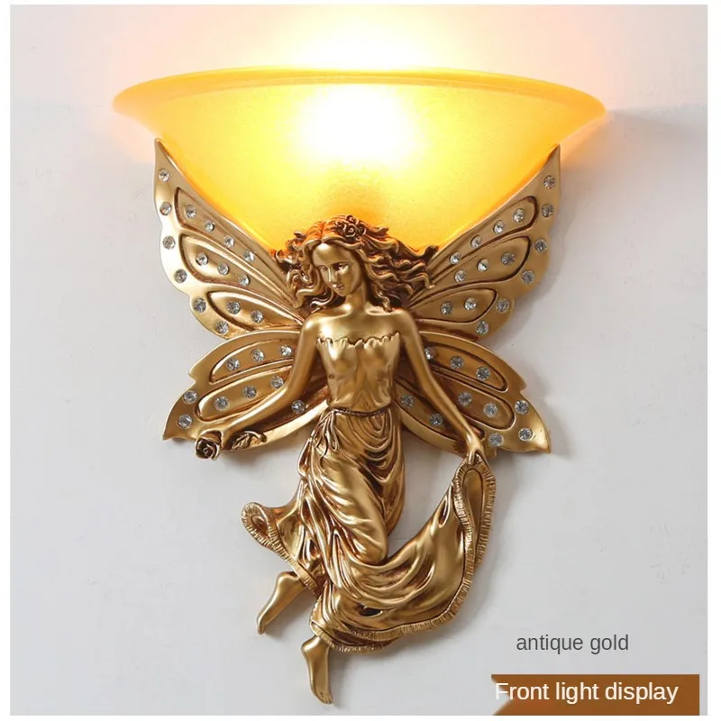 Retro Creative Angel Wall Lamp Dining Aisle Living Room Decoration Wall Sconce Bedroom Bedside Nordic Home Decor Led Wall Lights