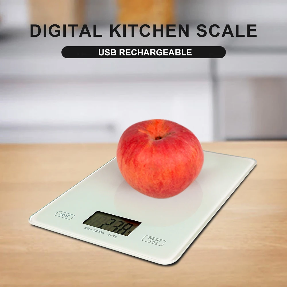 Фото Цифровые кухонные весы перезаряжаемый прибор для измерения веса в граммах из