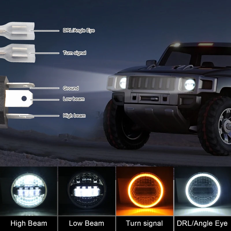 

2PCS 7 Inch 400W the Crystal LED Headlight Car Led Driving Lights Hi/Lo Beam DRL White Led for Jeep Wrangler Hummer Lada
