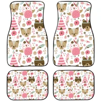 junteng cute animal print design lady girl general car foot mat rubber material all weather protection automobile ground mat