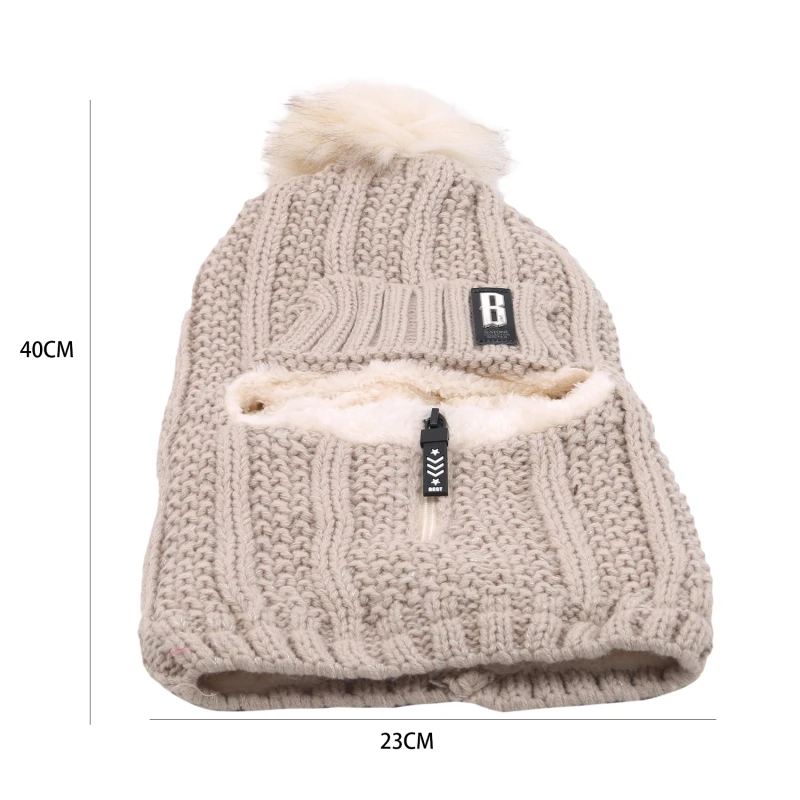 

Women Wool Knitted Hat Ski Hat Sets For Female Windproof Winter Outdoor Knit Warm Thick Scarf Collar Warm Hat Girl Gift