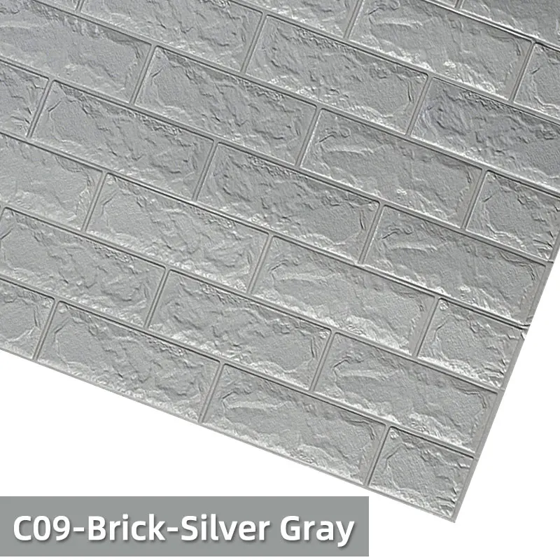 C09-Brick-SilverGray Kaguyahime 3D DIY самоклеющиеся обои кирпич Водонепроницаемая настенная декоративная наклейка для детской комнаты кухонные обои наклейки для дома - Цвет: C09-Brick-SilverGray
