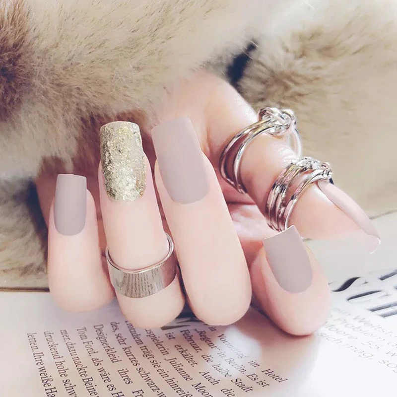 24 шт./компл. из смолы АБС ручная работа накладные ногти с матовым покрытием