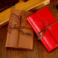 Leather Journal Vintage Spiral Bound Sketchbook A7 Refillable Notebook Travel Diary With Kraft Blank Pages(12 PCS)