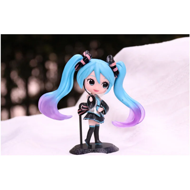 

Japanese Cartoons Q Version Anime Blue Hair Miku Figure Movable Ction Doll Decoration Model Toys Collectible Child Birthday Gift