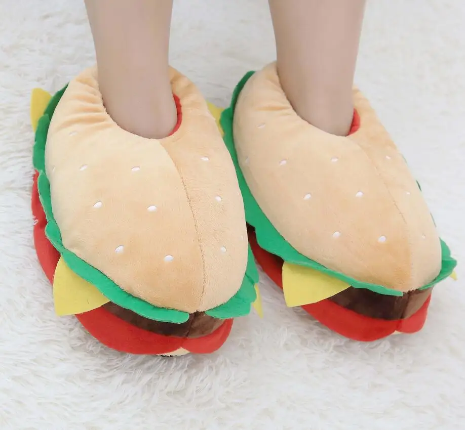 

Dropship 2020 new Cotton slippers women hamburger Warm shoes Home indoor shoes Soft bottom 35-41 party funny shoes