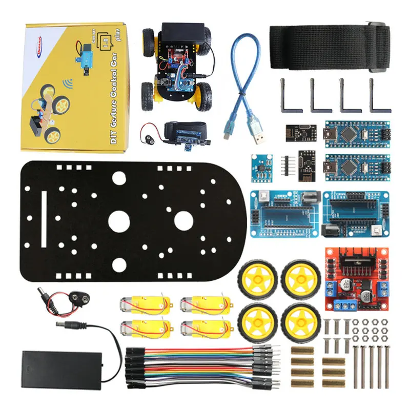 

2021 Programmable Educational STEM Toys DIY Smart Gesture Control Sensing Robot Car For Arduino