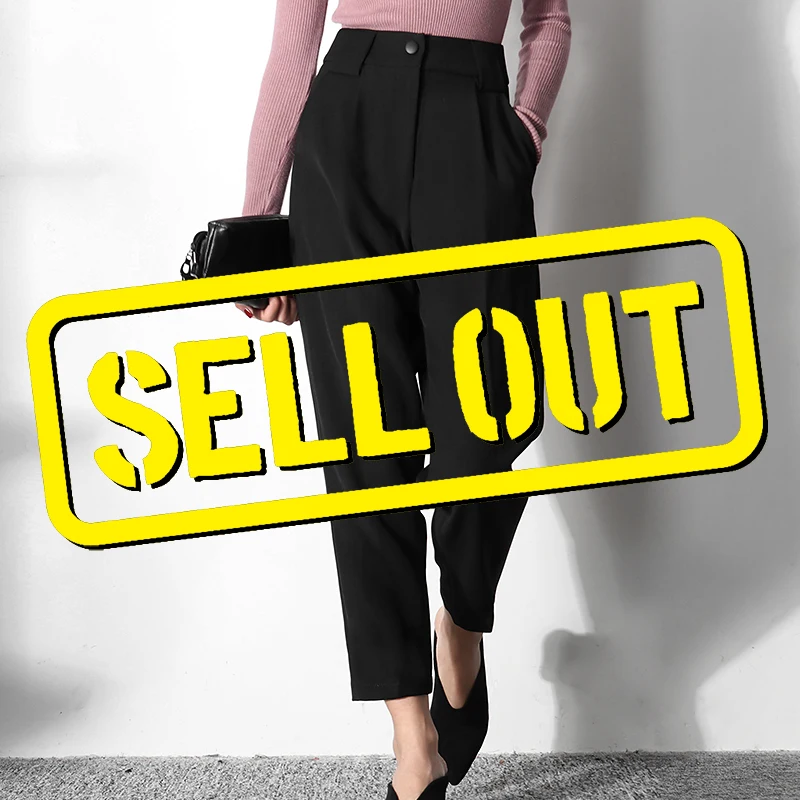 Женские брюки шаровары LANMREM черные повседневные универсальные до щиколотки