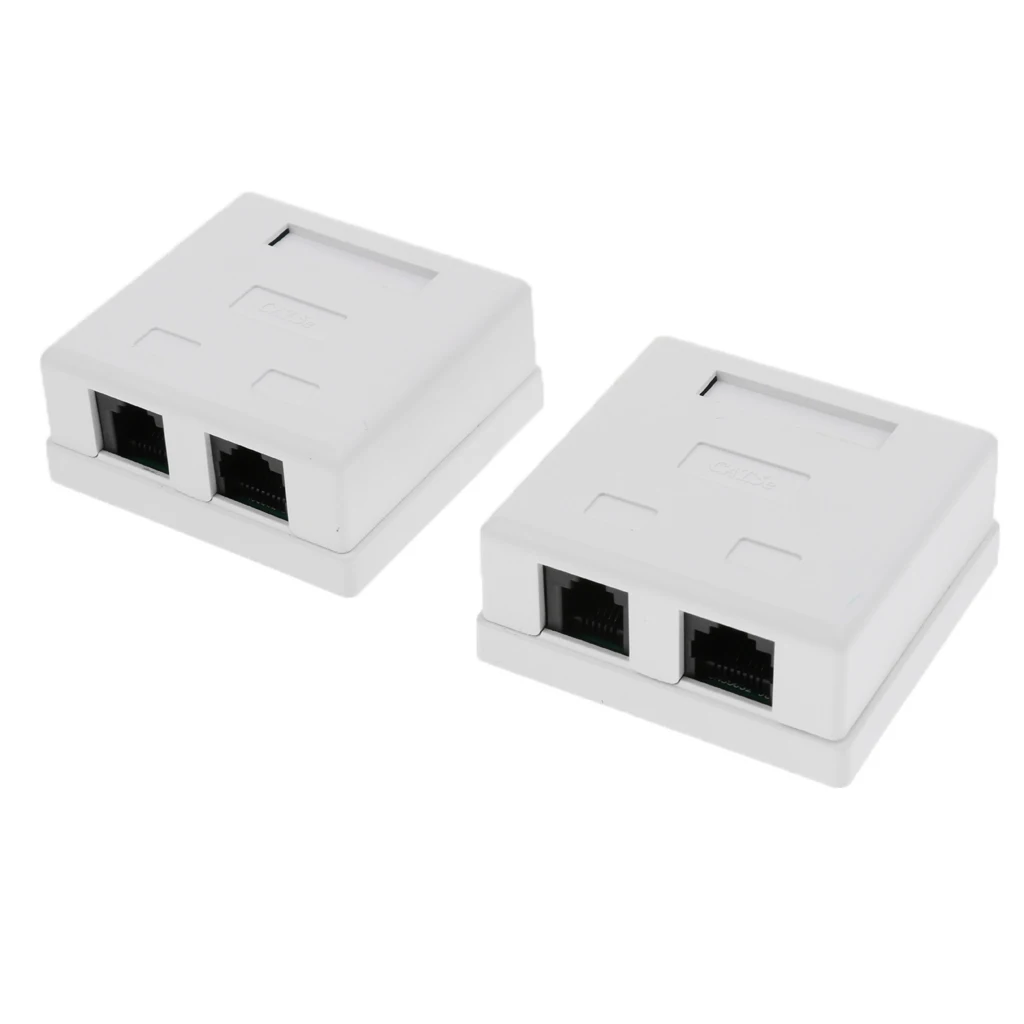

2Pieces 2-Port RJ-45 Cat6 8P8C Ethernet LAN Network Cable Wall Surface Mount Box