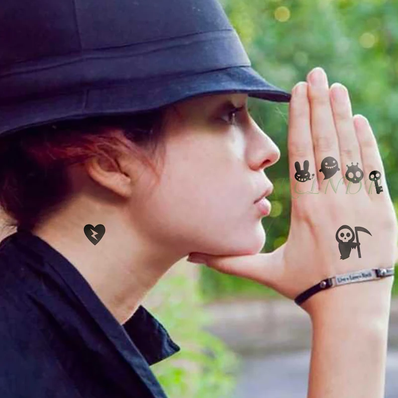 Водонепроницаемая Временная тату-наклейка Кит музыкальная надпись маленькая