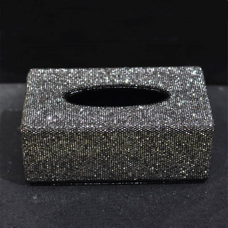 

Tissue Box Crystal Rectangle Napkin Holder Case Tissue Case Leather Tissue Holder Tabletop Decorative Wedding Gifts