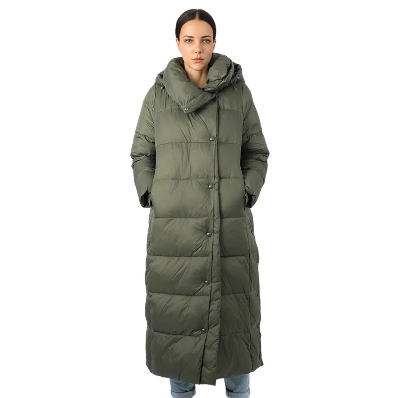 Women's Long Down Jacket Parka Outwear With Hood Quilted Coat Female Office Lady Cotton Clothes Warm Fashion Top Quality 19-079