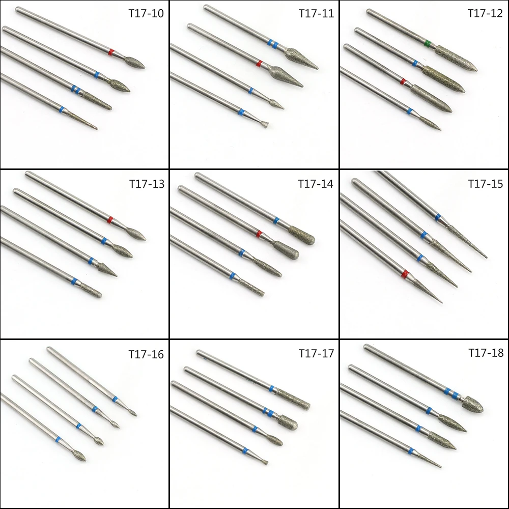Набор Алмазных фрез для маникюра комплект из 4 насадок фрезерного станка