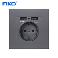 fiko dual usb charge port de eu standard power wall socket europe russia plastic panel electrical outlet black gold silver