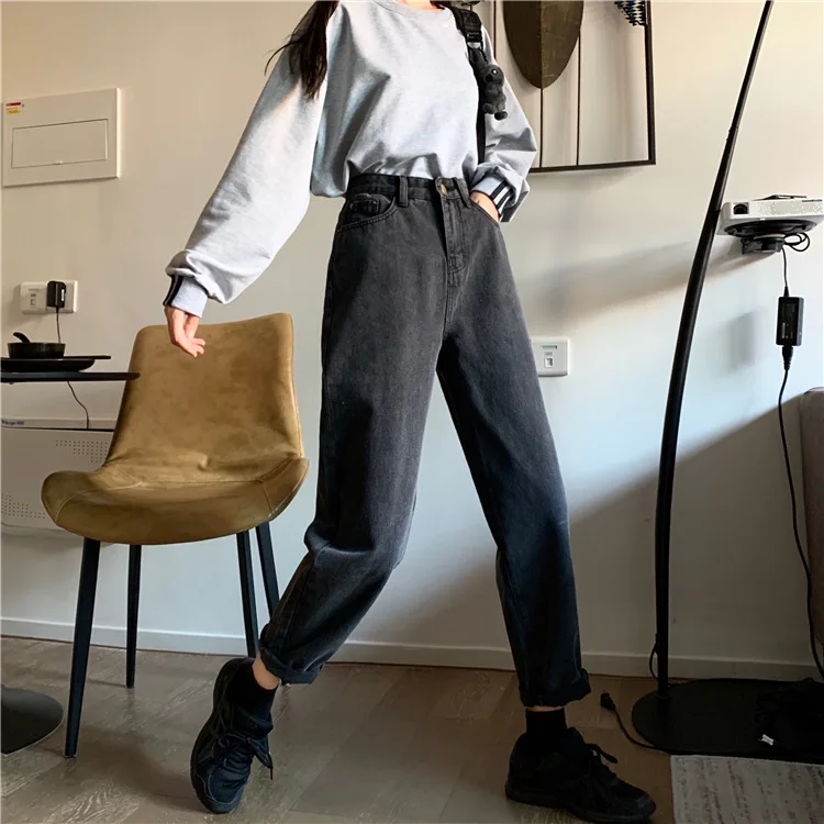 

Spring/summer 2021 Fashion 9-point Straight Jeans Women's Size Hong Kong Style High Waist Slim Fat Mm Loose Joker Torre Pants