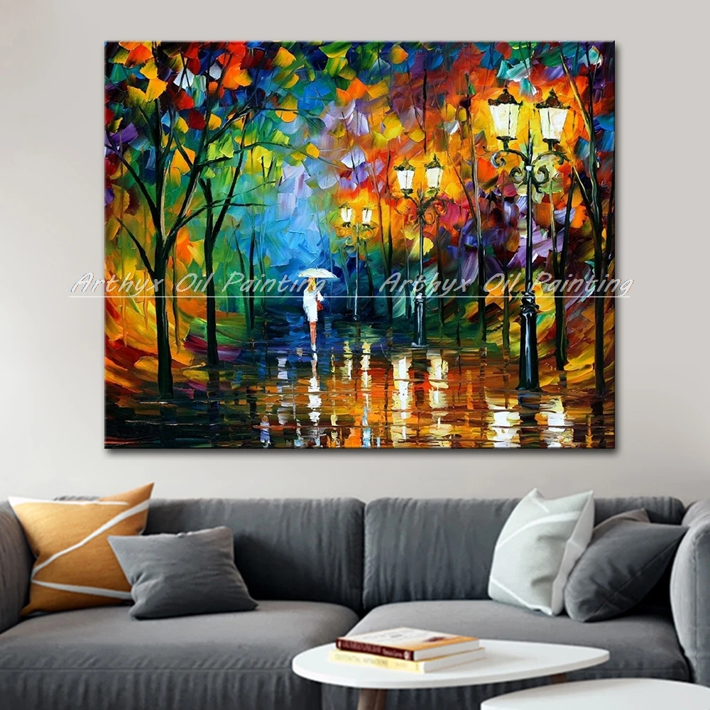 Ручная краска пейзаж масляные картины палитра нож толстая яркий цвет