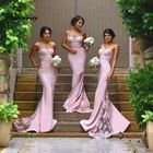 Женское кружевное платье на тонких бретельках, Персиковое длинное платье подружки невесты с аппликацией