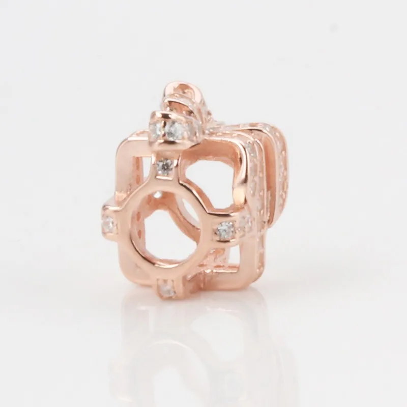 

Original 925 Sterling Silver Bead Creative Bright Hollow Gift Box Beads Fit Pandora Women Bracelet & Necklace Diy Jewelry