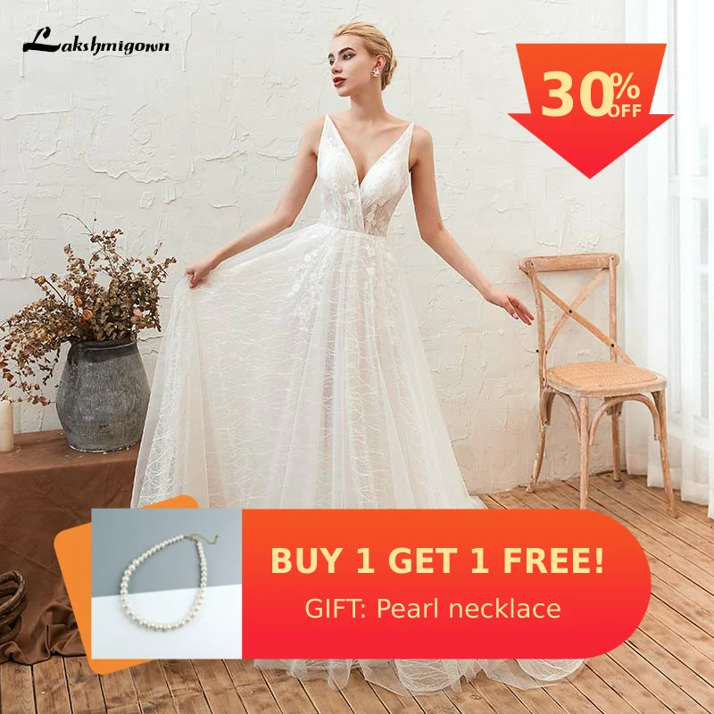 Lakshmidress свадебное платье размера плюс с V образным вырезом и открытой