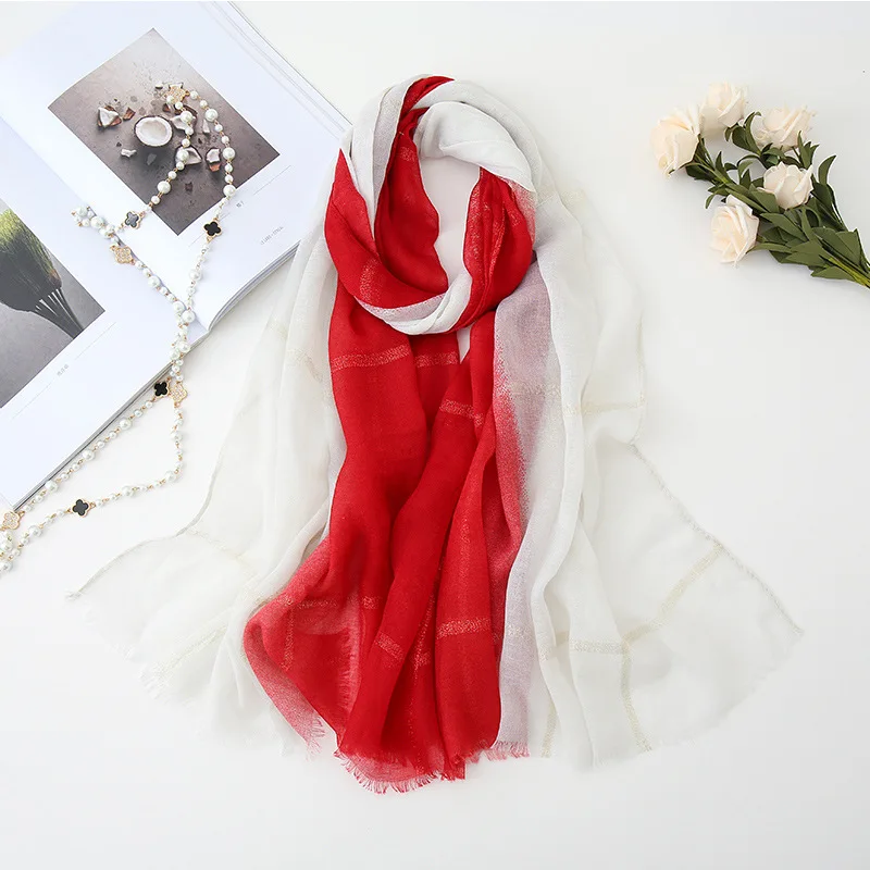 Новый дизайн Омбре блестящая полосатая шаль из вискозы шарф Высокое качество