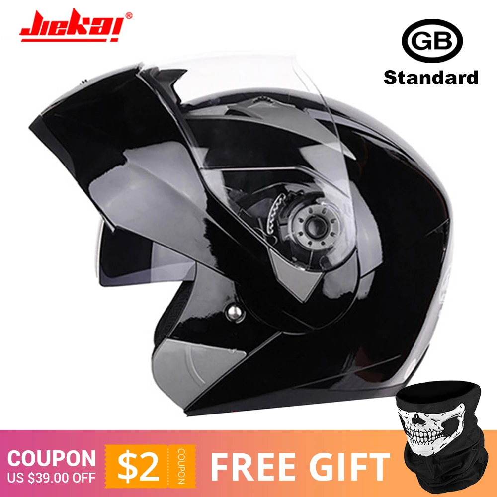 JIEKAI 105 Bright BK Новинка, откидной мотоциклетный шлем, мотоциклетный, модульный, с двумя линзами, для мотокросса, мотоциклетный шлем, крушение, полное лицо, шлемы, Casco Moto Casque - Цвет: JIEKAI 105 Bright BK