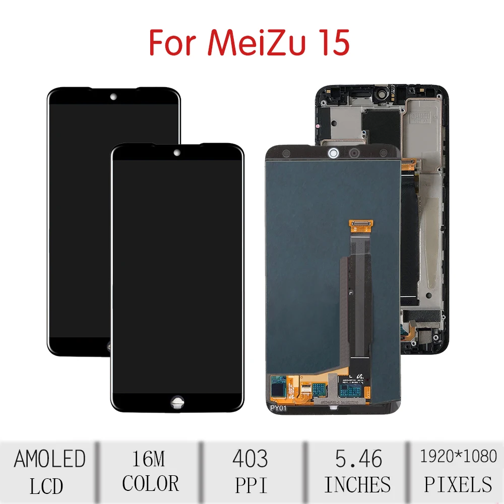 5,4" для MEIZU 15 lcd кодирующий преобразователь сенсорного экрана в сборе для Meizu 15 дисплей с рамкой Замена 15th M881Q M881C M881M