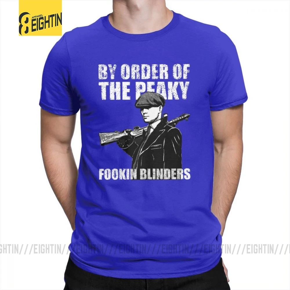 Футболки The Peaky Fookin blinds, хлопок, короткий рукав, круглый вырез, одежда для мужчин, футболки, винтажные, уникальные, 4XL, футболка - Цвет: Синий