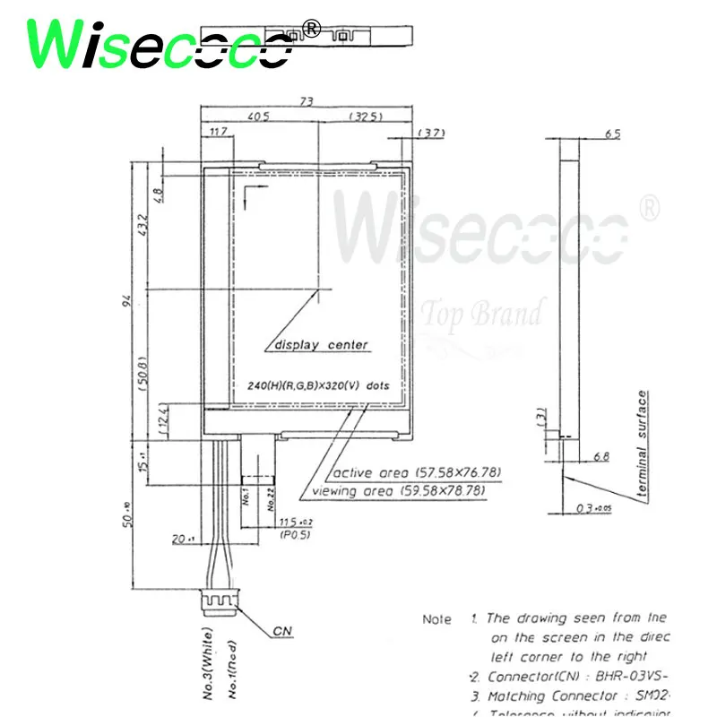 Wiscoco Оригинальный Новый 3 8 дюйма 240*320 lcd 22 pin для промышленного дисплея KHS038AA1AC-G83 |