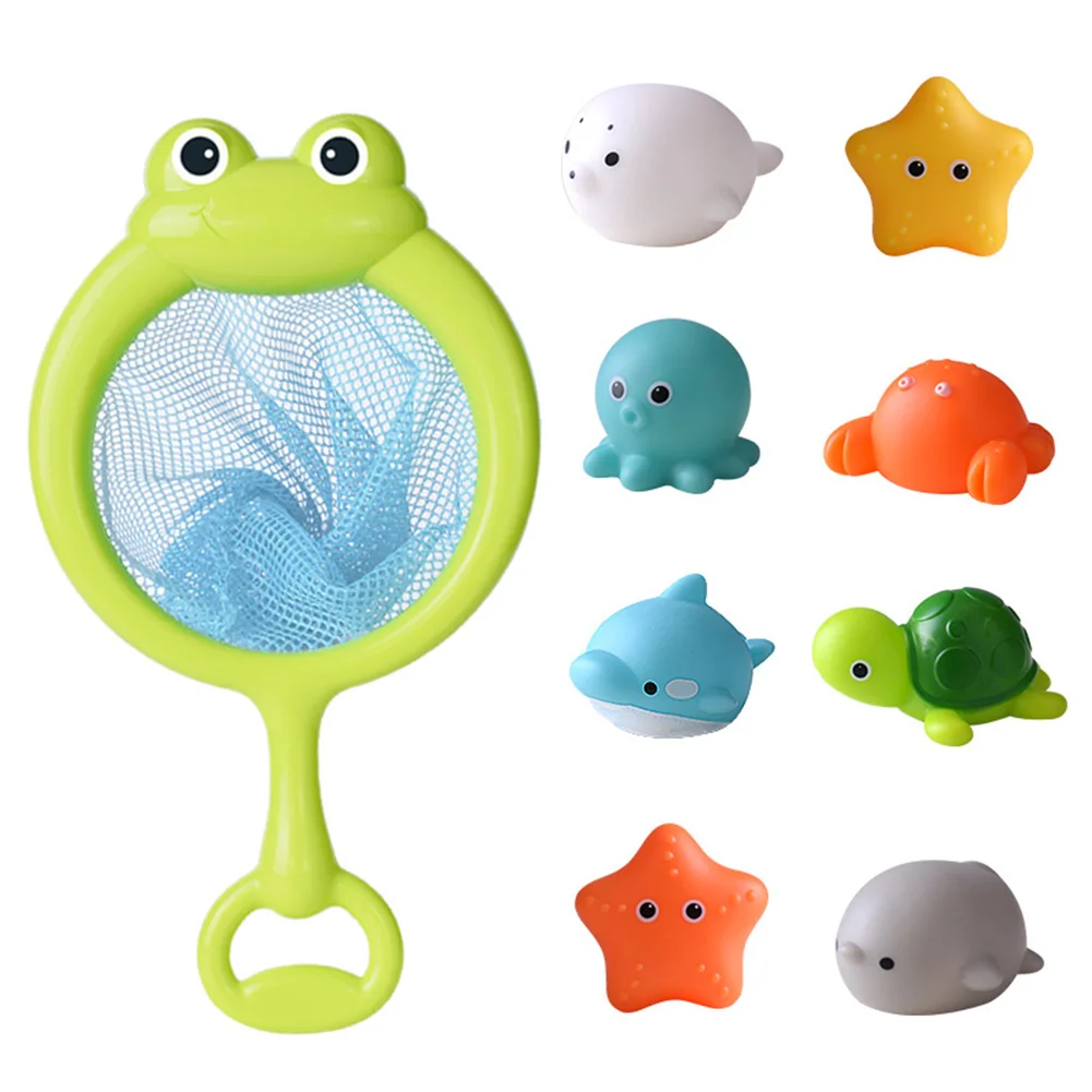 

Baby Bath Toys Luminous Frog Animal Floating Net Baby Bath Toys Induction Fishing Water Bath Swimming Suits Children's Toys