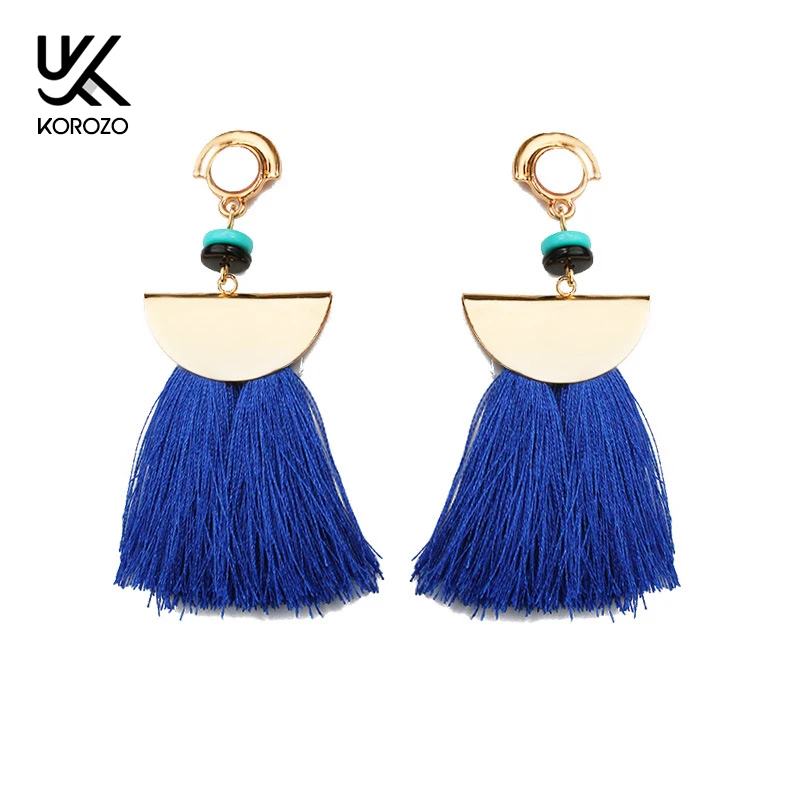 2019 Новые разноцветные кисти Серьги для женщин красный шелк ткань бахрома длинный