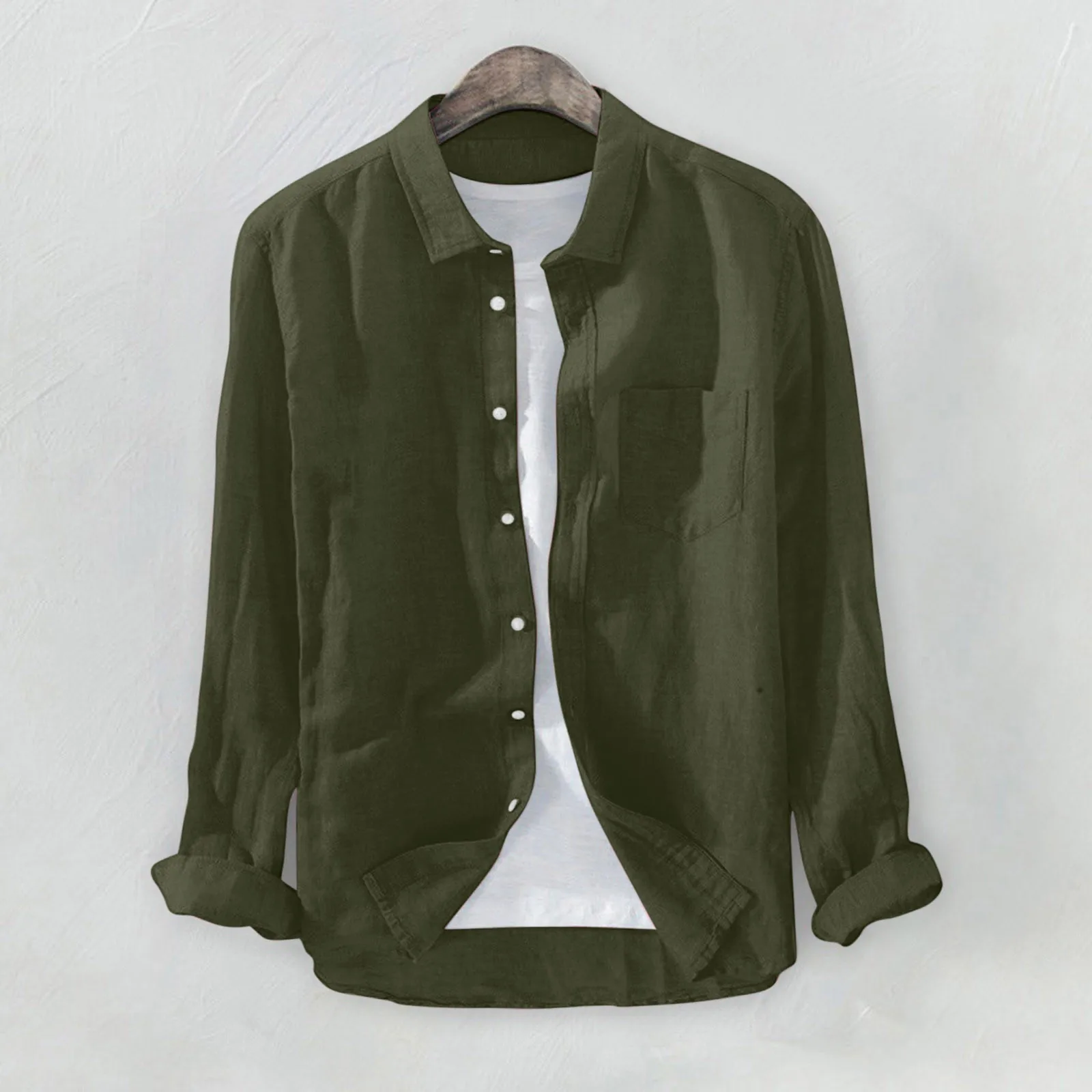 Мужская льняная рубашка в стиле Харадзюку с длинным рукавом | одежда